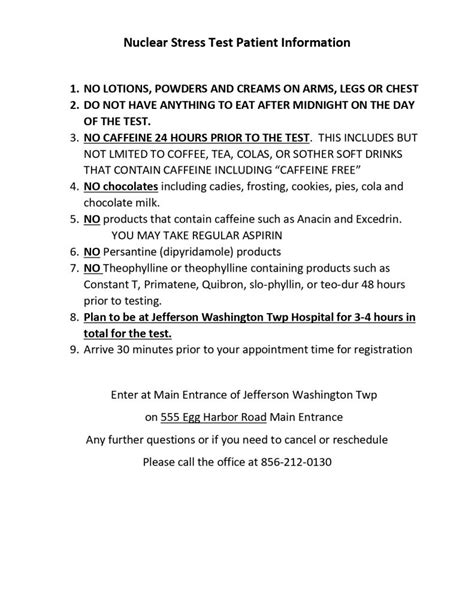 nuclear stress test patient information